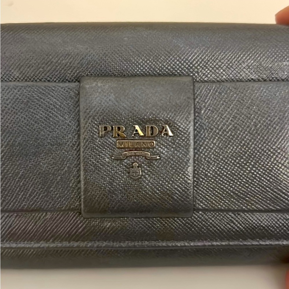 Prada Milano Long Bow Metallic Wallet 8x4
